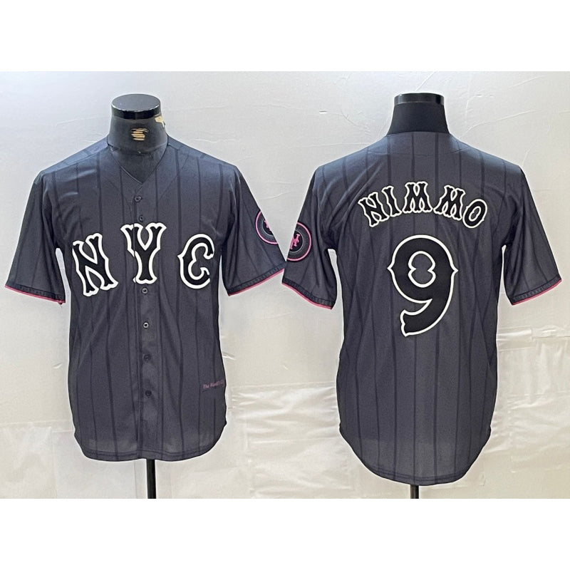 New York Mets #9 Brandon Nimmo Gray BFRAILEY 2024 City Connect Cool Base Stitched Jersey
