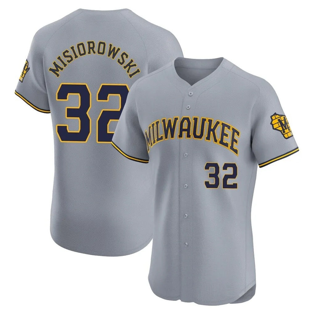 Milwaukee Brewers #32 Jacob Misiorowski Player Gray BFRAILEY Home Limited Elite Stitched Jerseys