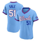 Atlanta Braves #51 Chris Sale Player Powder Blue BFRAILEY 2026 City Connect T-shirt Limited Elite Home Game Stitched Jerseys