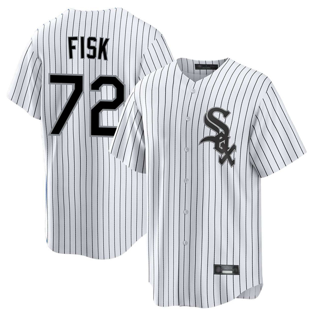 Chicago White Sox #72 Carlton Fisk Player White BFRAILEY Stripe Home Game Stitched Jerseys