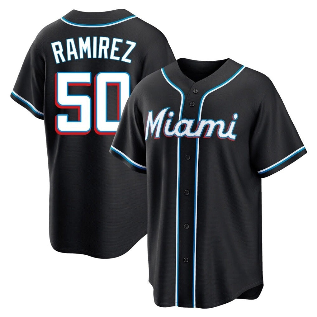 Miami Marlins #50 Agustin Ramirez Player Black BFRAILEY Fashion Out Home Game Stitched Jerseys