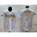 Atlanta Braves #7 Dansby Swanson White BFRAILEY Number 2022 All Star Stitched Flex Base Jersey