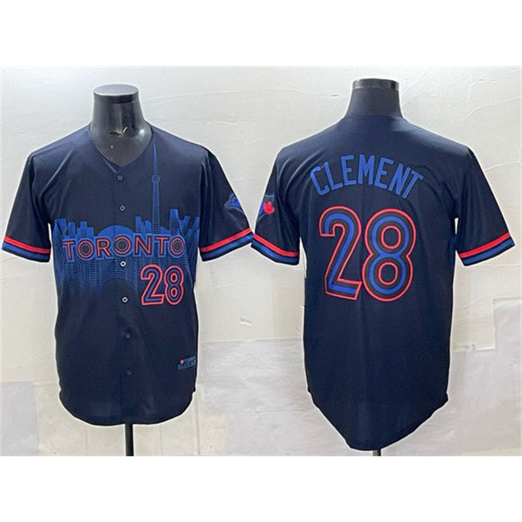 Toronto Blue Jays #28 Ernie Clement Navy BFRAILEY 2024 City Connect Limited Stitched Jersey