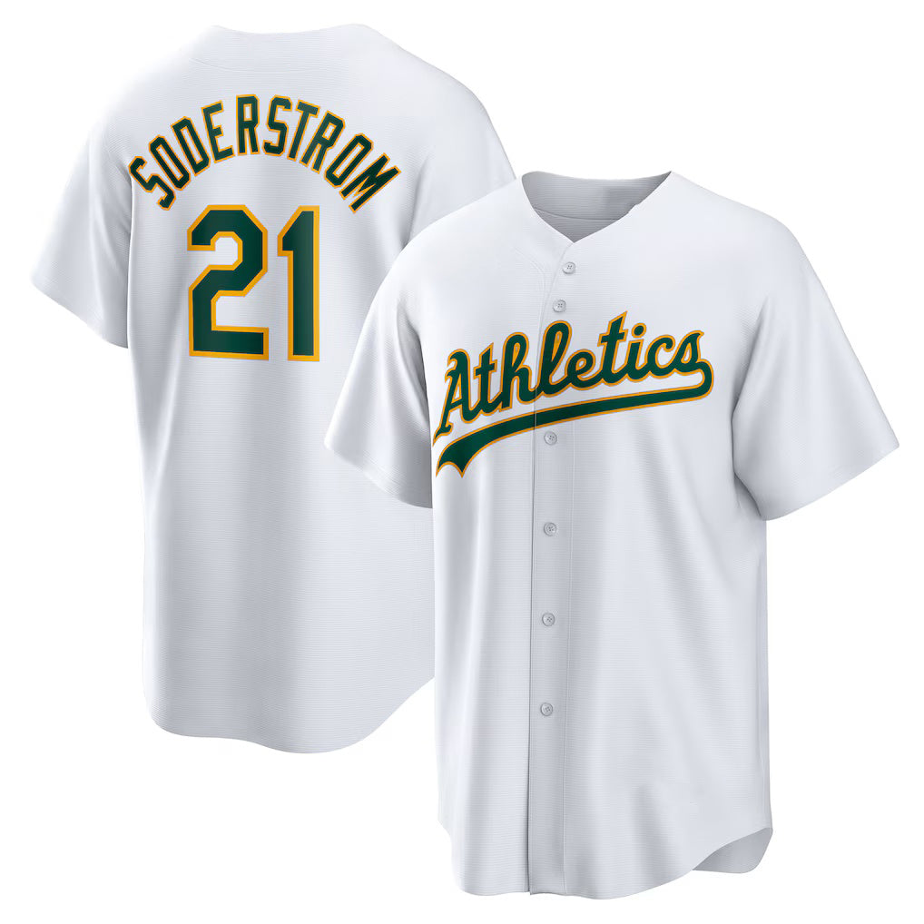 Oakland Athletics #21 Tyler Soderstrom White BFRAILEY Home Replica Jersey 2
