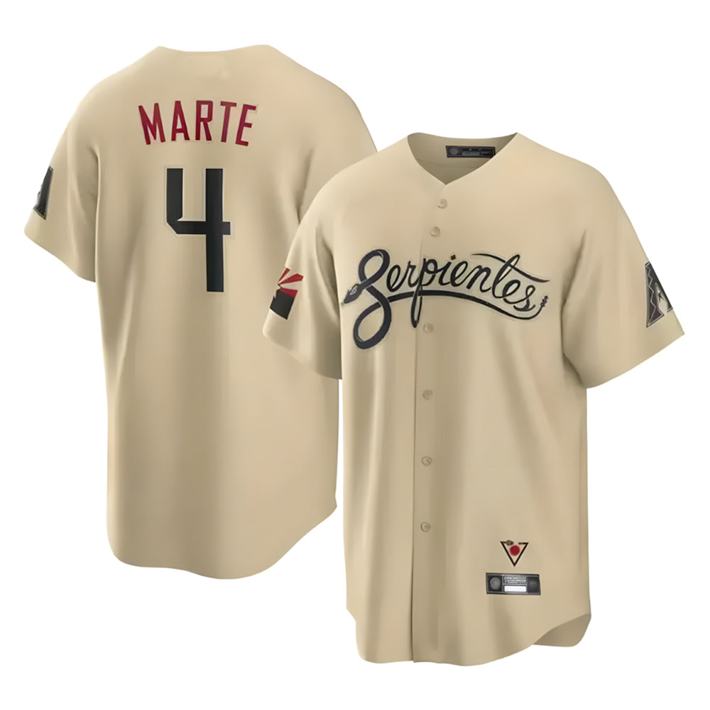 Arizona Diamondbacks #4 Ketel Marte Player Tan BFRAILEY City Connect Home Game Stitched Jerseys