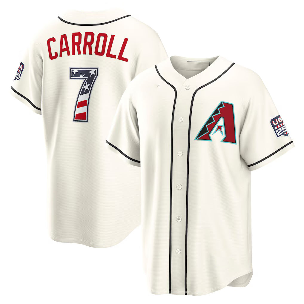 Arizona Diamondbacks #7 Corbin Carroll USA 250 Fourth of July Home Stadium Jersey - Cream BFRAILEY