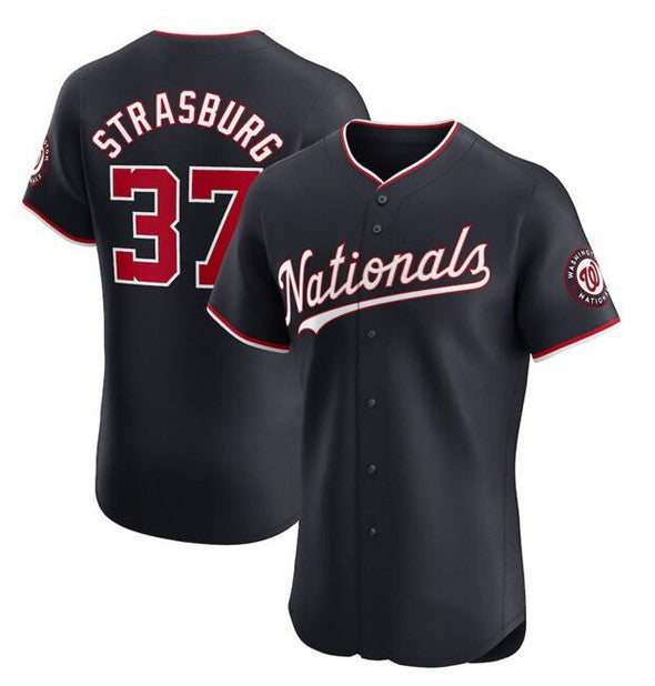 Washington Nationals #37 Stephen Strasburg Navy BFRAILEY Alternate Elite Stitched Jersey