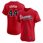 Atlanta Braves #44 Hank Aaron Player Red BFRAILEY Limited Elite Home Game Stitched Jerseys