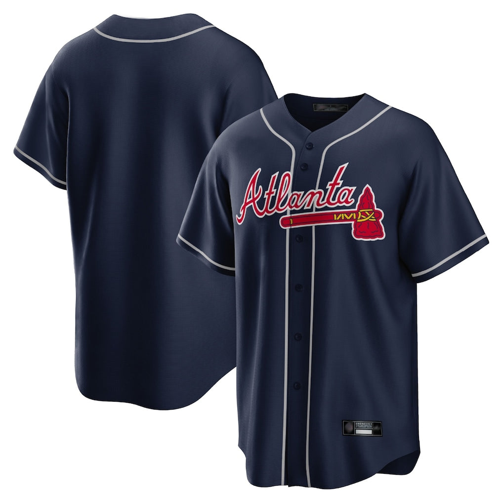 Atlanta Braves Navy BFRAILEY Home Game Blank Player Stitched Jerseys