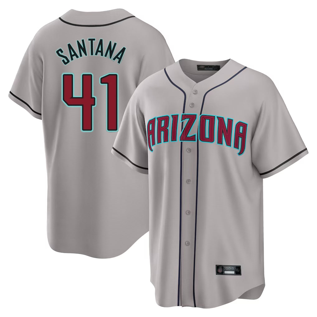 Arizona Diamondbacks #41 Carlos Santana Player Gray BFRAILEY Road Home Game Stitched Jerseys