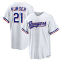 Texas Rangers #21 Jake Burger White BFRAILEY Home Replica Jersey
