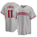 Cincinnati Reds #11 Barry Larkin Player Gray BFRAILEY Home Game Stitched Jerseys