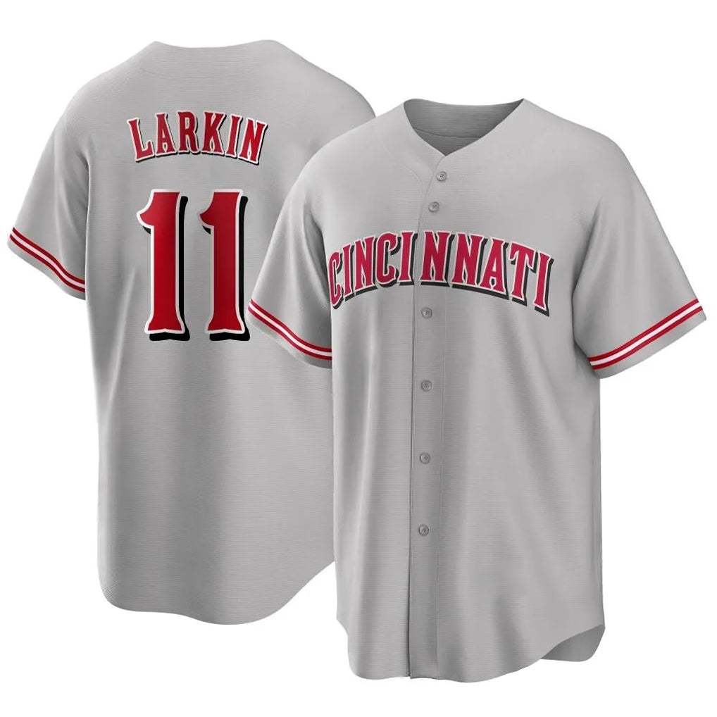 Cincinnati Reds #11 Barry Larkin Player Gray BFRAILEY Home Game Stitched Jerseys