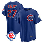 Chicago Cubs #27 Seiya Suzuki Player Royal BFRAILEY 150th Anniversary Home Game Stitched Jerseys