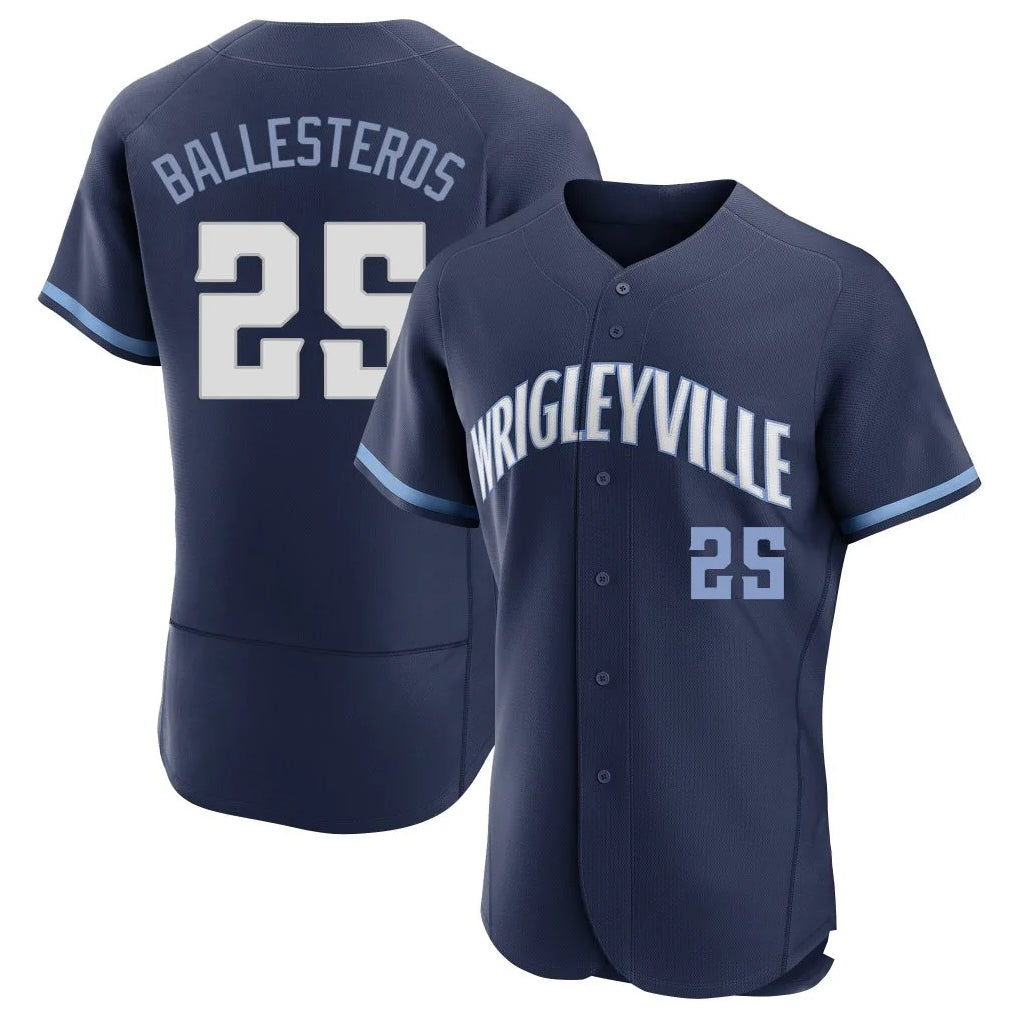 Chicago Cubs #25 Moises Ballesteros Player Navy BFRAILEY City Connect Limited Elite Home Stitched Jerseys