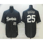 Chicago White Sox #25 Andrew Vaughn Black BFRAILEY With Small Number 2021 City Connect Stitched Cool Base Jersey