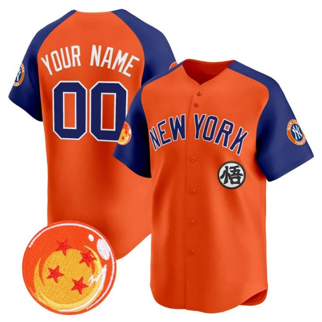 Custom New York Yankees x Dragon Ball Royal Orange BFRAILEY Vapor Premier Limited Jersey - All Stitched