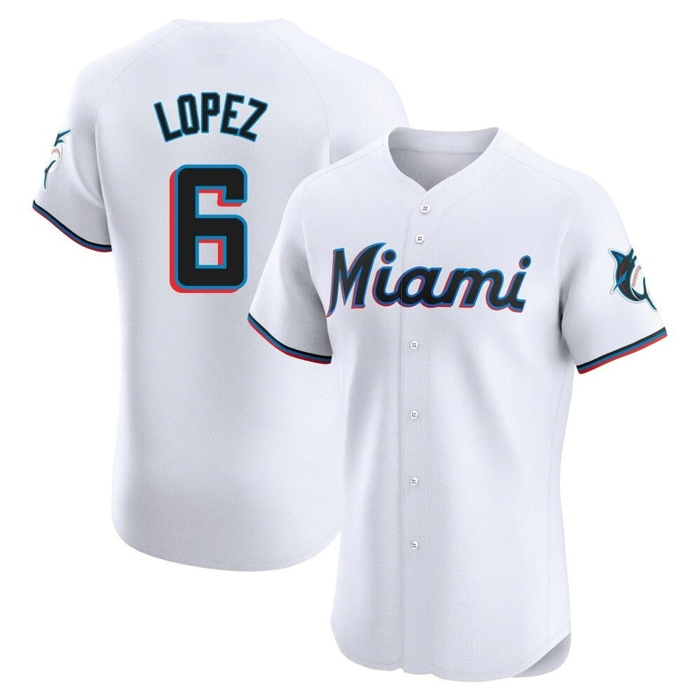 Miami Marlins #6 Otto Lopez Player White BFRAILEY Home Limited Elite Stitched Jerseys