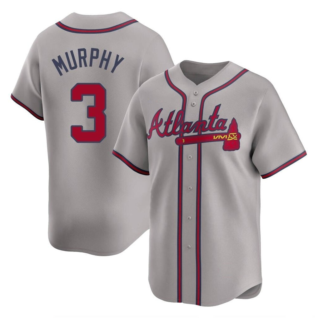 Atlanta Braves #3 Dale Murphy Player Gray BFRAILEY Limited Home Game Stitched Jerseys