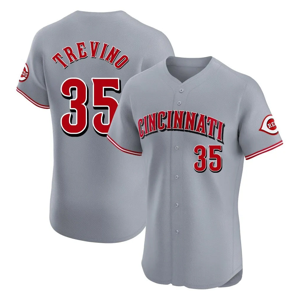 Cincinnati Reds #35 Jose Trevino Player Gray BFRAILEY Limited Elite Home Stitched Jerseys