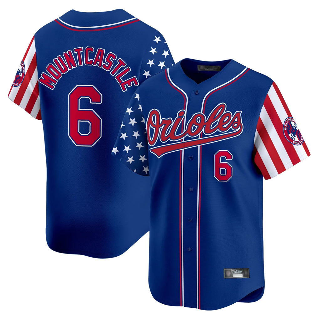 Baltimore Orioles #6 Ryan Mountcastle Player Royal BFRAILEY Independence Day Vapor Premier Limited Home Game Stitched Jerseys