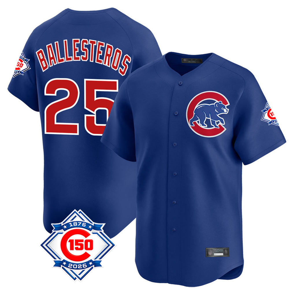 Chicago Cubs #25 Moises Ballesteros Player Royal BFRAILEY 150th Anniversary Limited Home Stitched Jerseys