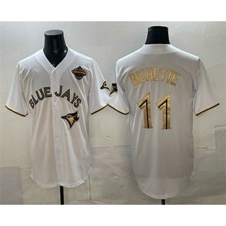 Toronto Blue Jays #11 Bo Bichette White Gold BFRAILEY 2025 American League Champions Limited Stitched Jersey