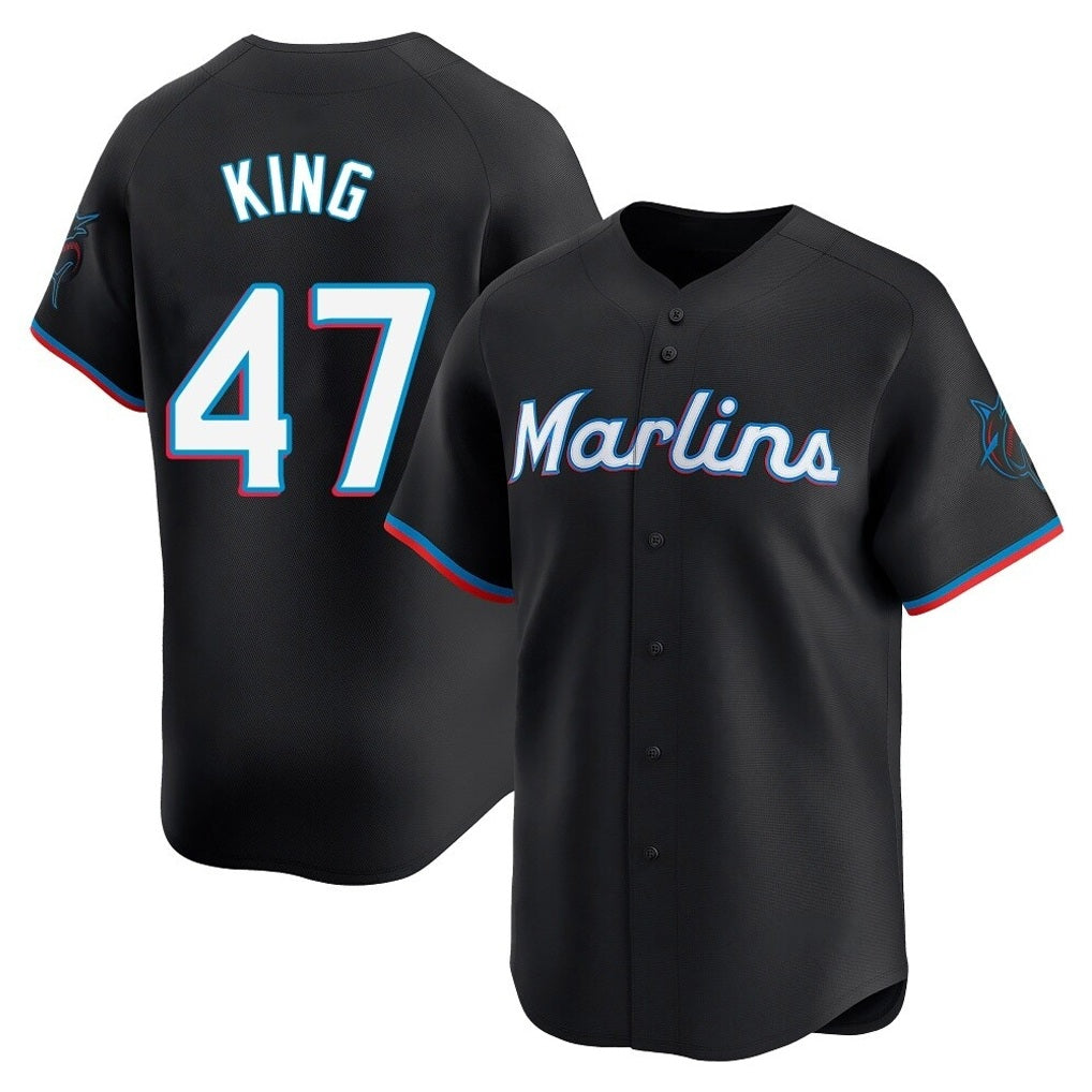 Miami Marlins #47 John King Player Black BFRAILEY Home Limited Stitched Jerseys