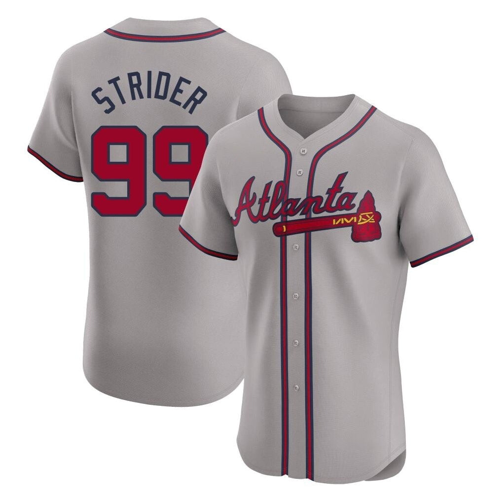 Atlanta Braves #99 Spencer Strider Player Gray BFRAILEY Limited Elite Home Game Stitched Jerseys