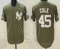 New York Yankees #45 Gerrit Cole Olive BFRAILEY Pinstripe 2026 Armed Forces Day Salute To Service Jersey