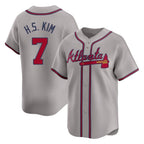 Atlanta Braves #7 Ha-Seong Kim Player Gray BFRAILEY Limited Home Game Stitched Jerseys