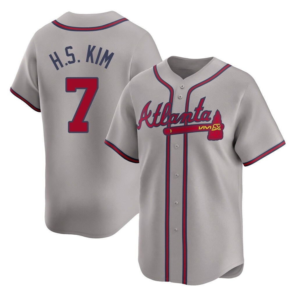 Atlanta Braves #7 Ha-Seong Kim Player Gray BFRAILEY Limited Home Game Stitched Jerseys