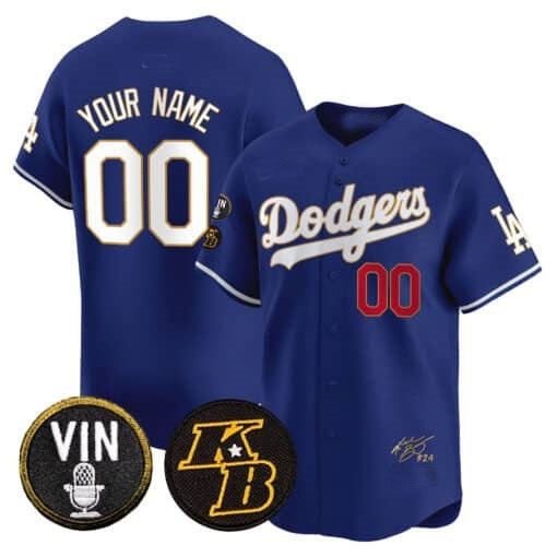 Custom Los Angeles Dodgers Vin Patch & Kobe Bryant Signature Vapor Premier Limited Jersey ¨C Royal BFRAILEY