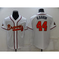 Atlanta Braves #44 Hank Aaron 2022 White Gold BFRAILEY World Series Champions Program Cool Base Stitched Jersey