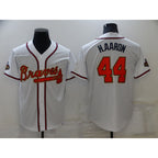 Atlanta Braves #44 Hank Aaron 2022 White Gold BFRAILEY World Series Champions Program Cool Base Stitched Jersey