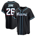 Miami Marlins #26 Janson Junk Player Black BFRAILEY Fashion Out Home Game Stitched Jerseys