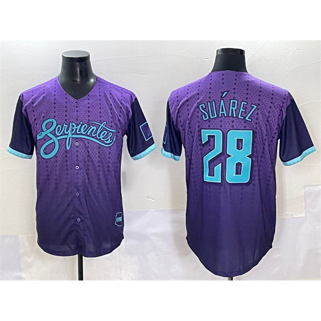 Arizona Diamondbacks #28 Eugenio Su¨¢rez Purple BFRAILEY 2025 City Connect Limited Stitched Jersey