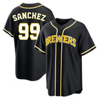 Milwaukee Brewers #99 Gary Sanchez Player Black BFRAILEY Fashion Out Home Game Stitched Jerseys
