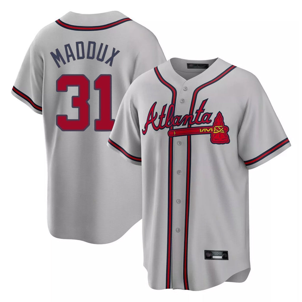 Atlanta Braves #31 Greg Maddux Player Gray BFRAILEY Home Game Stitched Jerseys