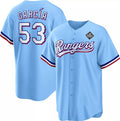 Texas Rangers #53 Adolis Garc¨ªa Blue BFRAILEY 2023 World Series Cool Base Stitched Jersey