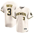 Milwaukee Brewers #3 Joey Ortiz Player Cream BFRAILEY Home Limited Game Stitched Jerseys