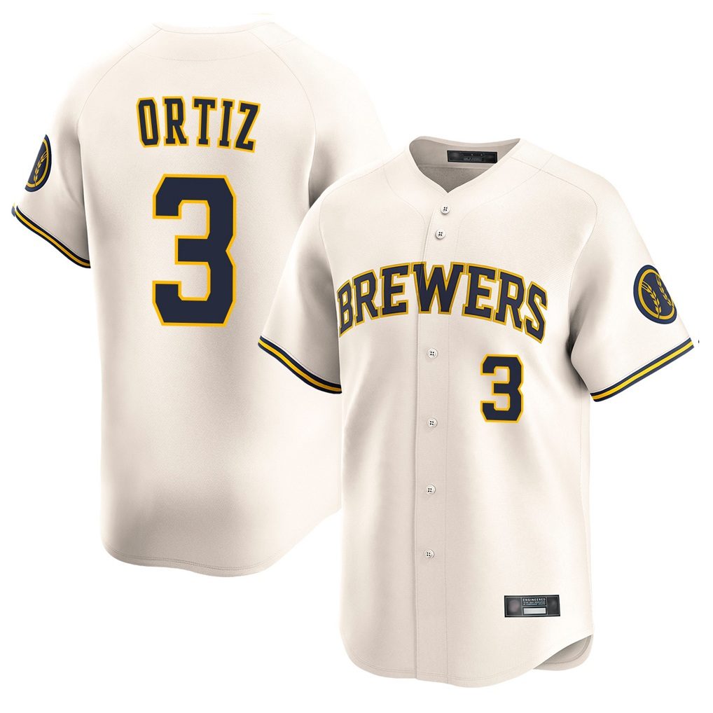 Milwaukee Brewers #3 Joey Ortiz Player Cream BFRAILEY Home Limited Game Stitched Jerseys