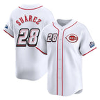 Cincinnati Reds #28 Eugenio Su¨¢rez Player White BFRAILEY Speedway Classic Home Limited Stitched Jerseys