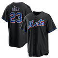 New York Mets #23 Javier B¨¢ez Black BFRAILEY 2022 Cool Base Stitched Jersey