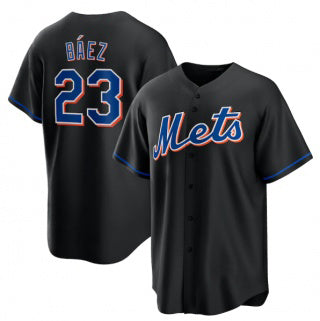 New York Mets #23 Javier B¨¢ez Black BFRAILEY 2022 Cool Base Stitched Jersey