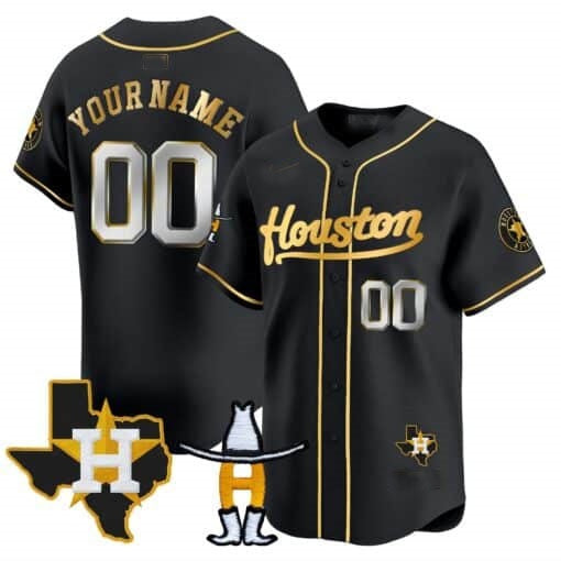 Custom Houston Astros Houston Rodeo Patch Vapor Premier Limited Jersey ¨C All Stitched-Black BFRAILEY