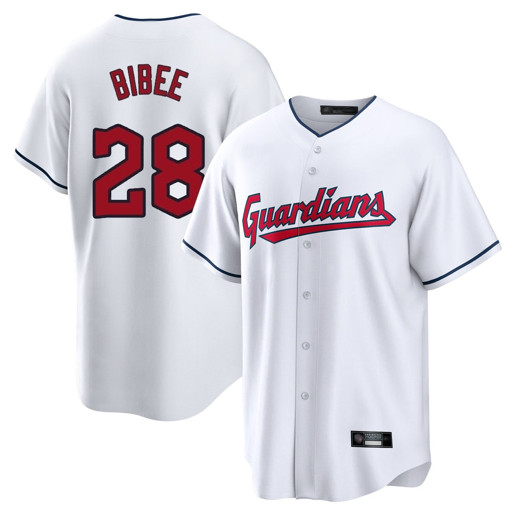 Cleveland Guardians #28 Tanner Bibee Player White BFRAILEY Home Game Stitched Jerseys