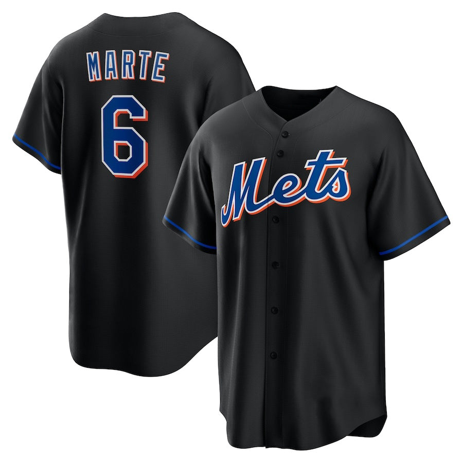 New York Mets #6 Starling Marte Black BFRAILEY Stitched Cool Base Jersey
