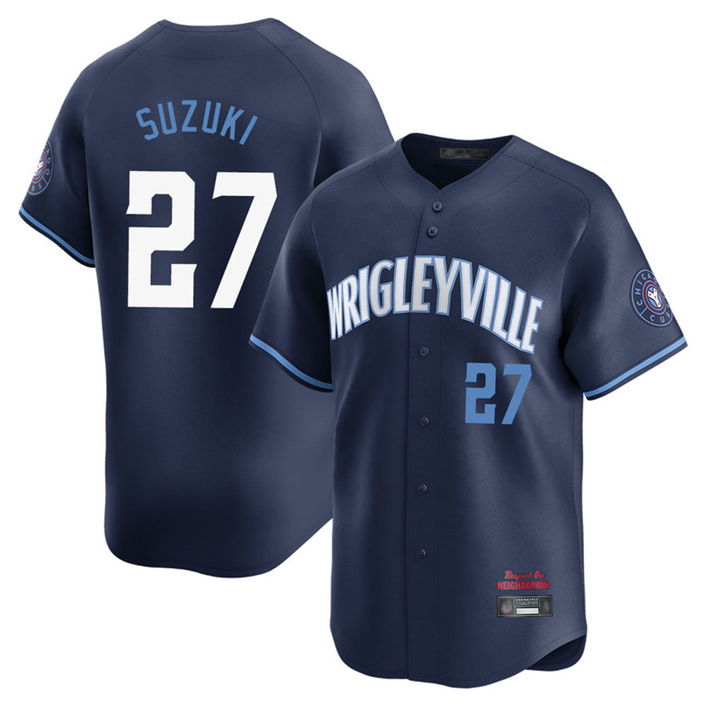 Chicago Cubs #27 Seiya Suzuki Player Navy BFRAILEY City Connect Limited Home Stitched Jerseys