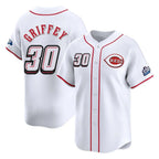 Cincinnati Reds #30 Ken Griffey Player White BFRAILEY Speedway Classic Home Limited Stitched Jerseys